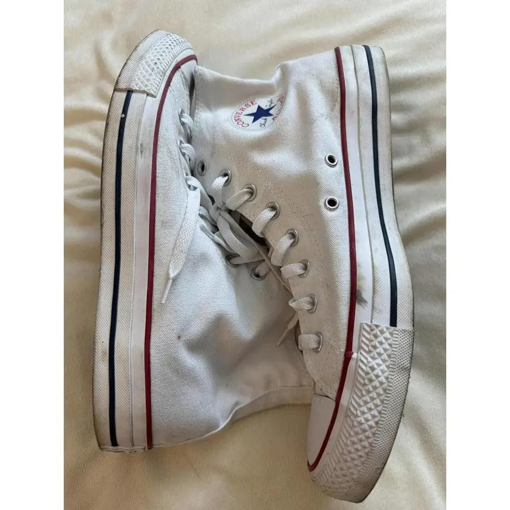 White Converse Hi-tops Men Size 11, Wom Size 13 - Picture 4 of 6
